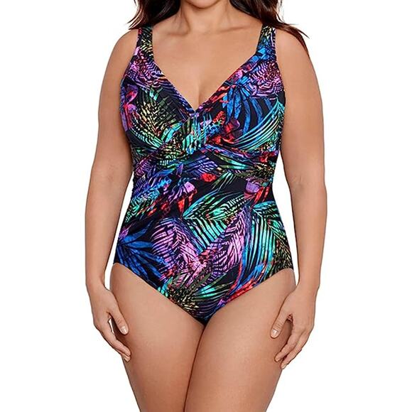 Miraclesuit NWT Tropicat Revele One Piece Swimsuit Multicolor Size 14 Underwire - Picture 1 of 14